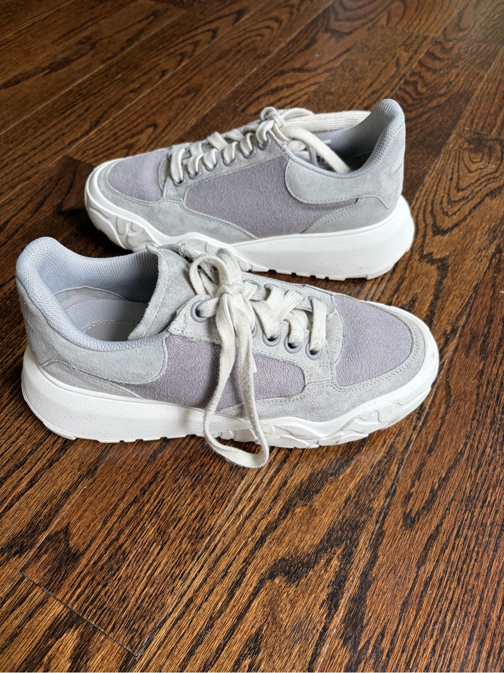 Alexander McQueen Light Gray Suede & Mesh Chunky Sneakers